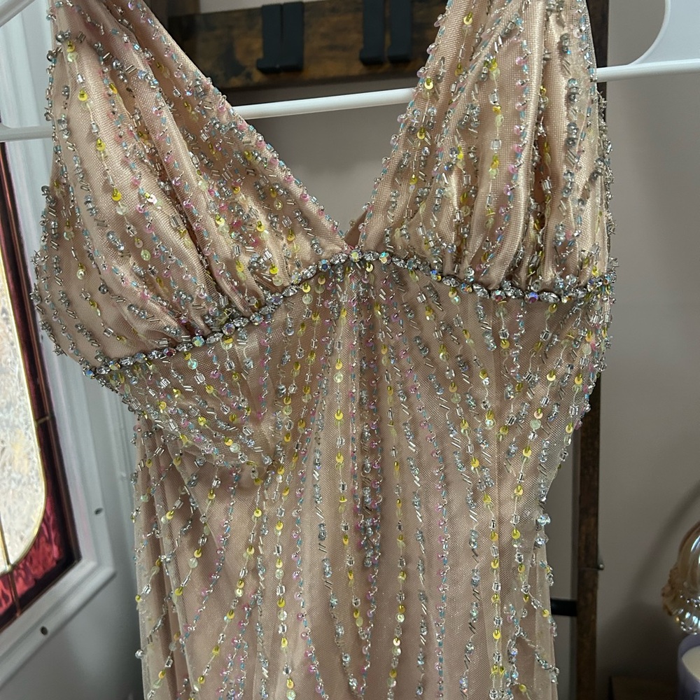 Studio 17 Glittering Beaded Gown in Cream